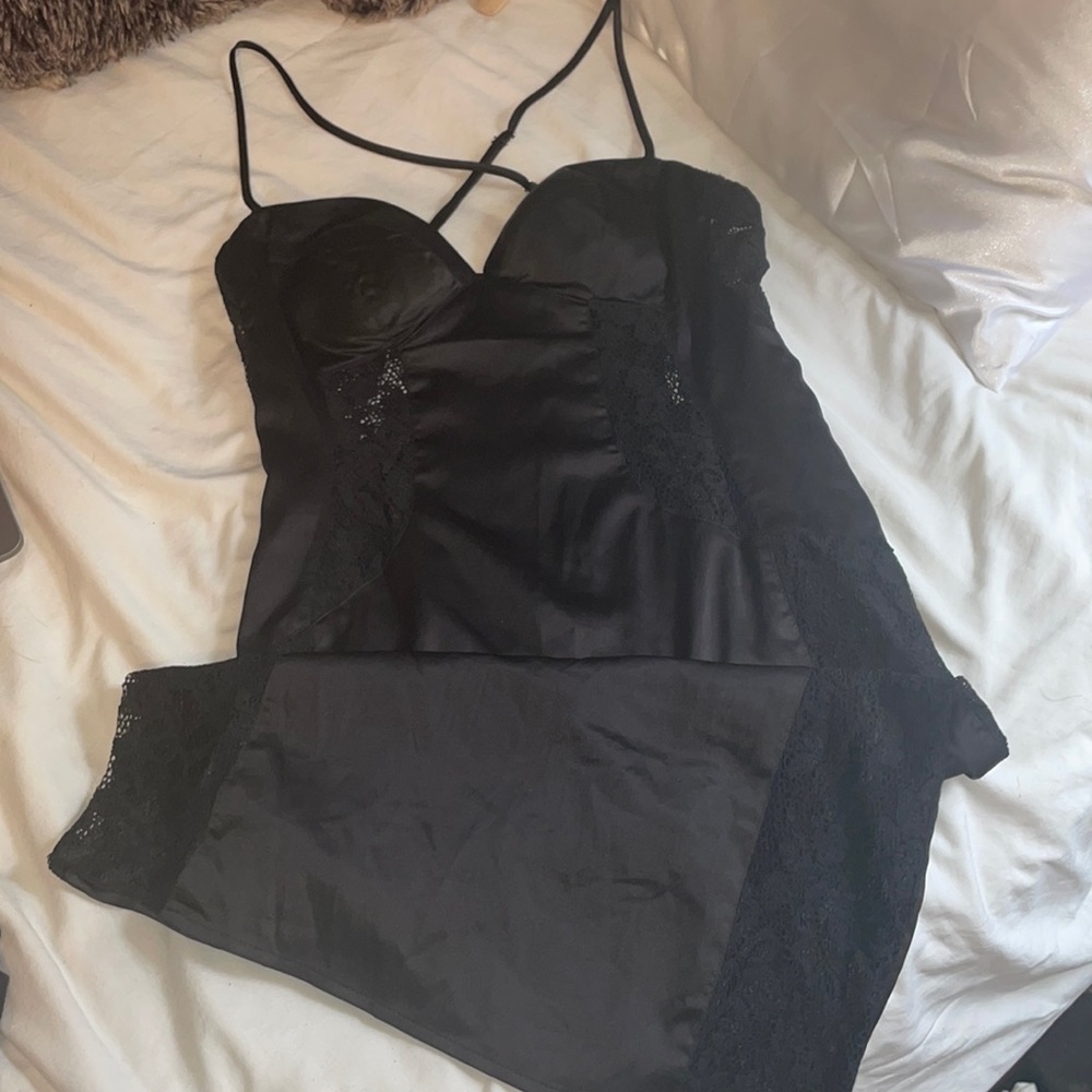 Black silk & lace dress